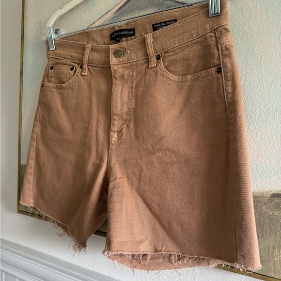 MODERN AMERICAN The Highland Shorts Brown Denim Raw Hem Shorts In Tobacco Sz 27 - Picture 3 of 6
